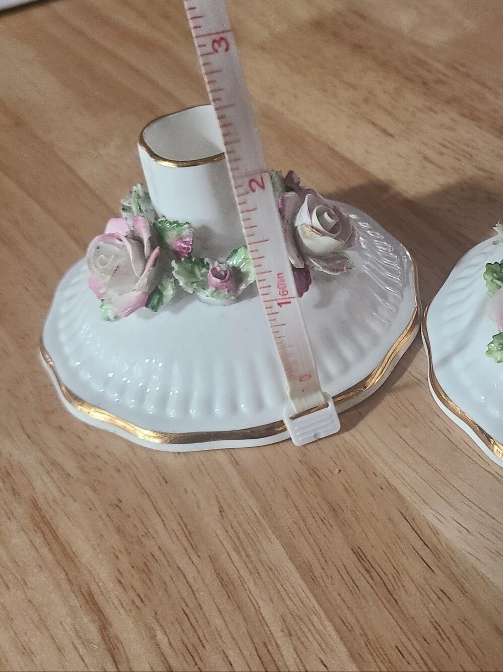 Royal Adderley Floral Bone China Candle Holders Pair Pink Roses England Vintage
